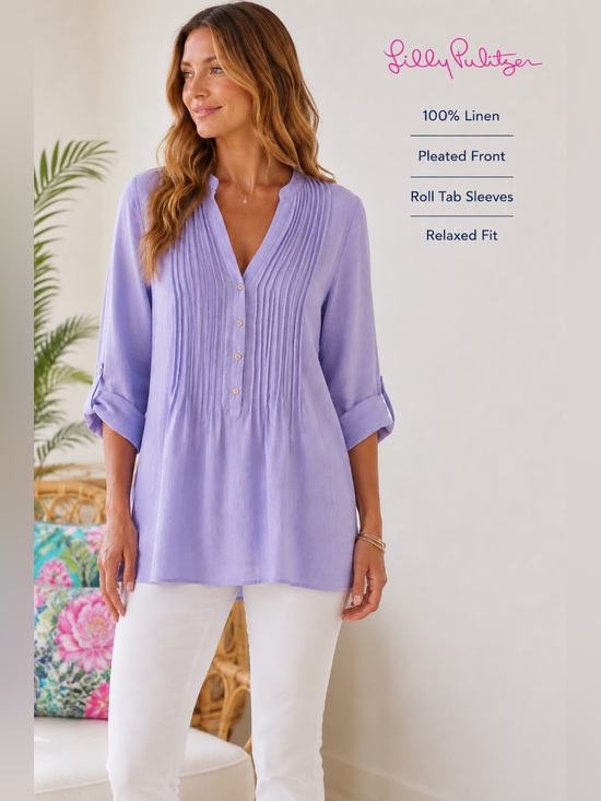 Lilly Pulitzer Tops - Lilly Pulitzer Sarasota Tunic Top Lilac Seacoast Coastal Beach Resort Linen XS